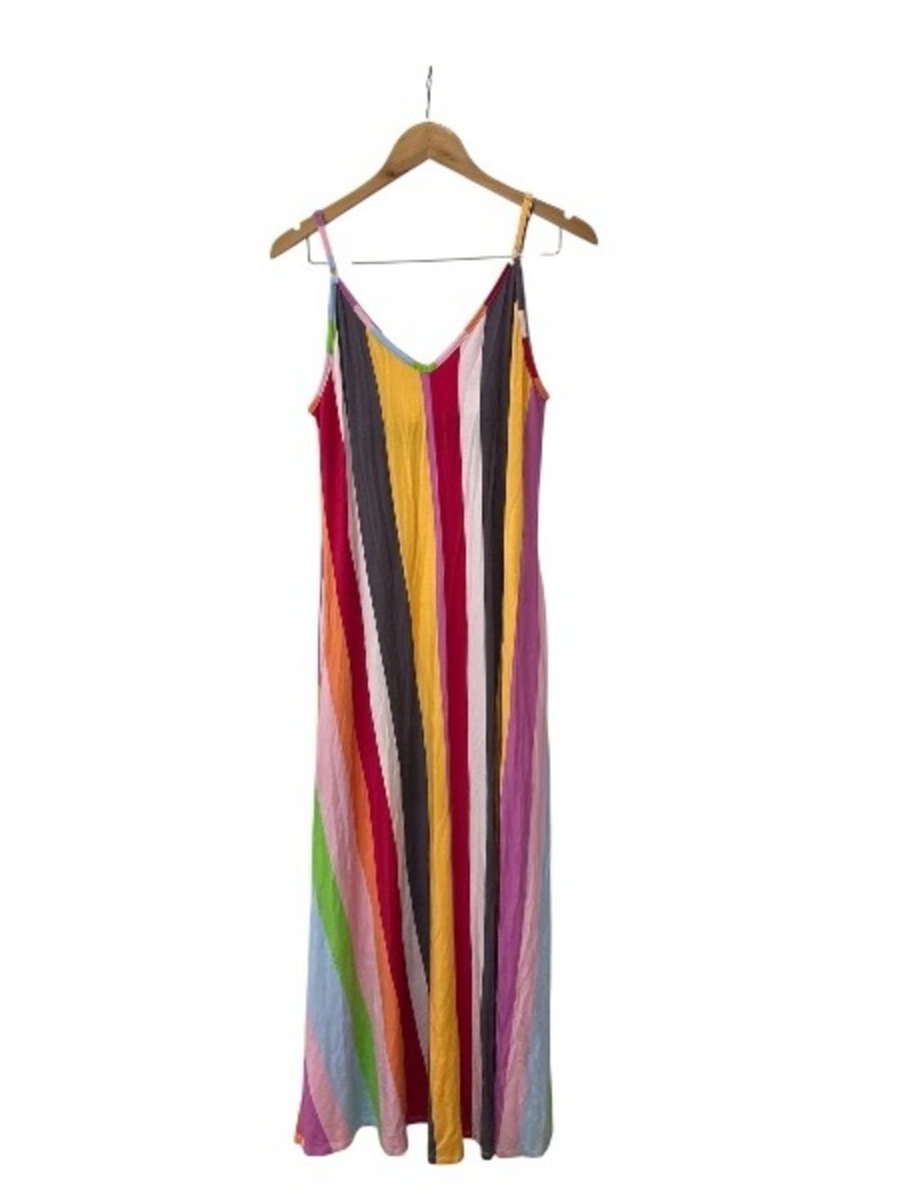 Skivys Femme Rainbow Stripe Sleeveless Maxi Dress with Pockets Size Large
